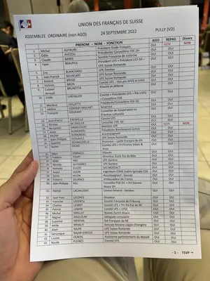 Assemblee Generale Union Francais de Suisse